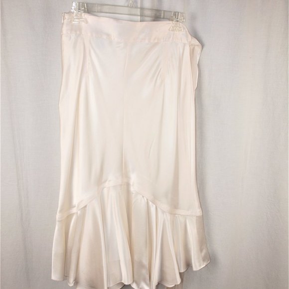 Perry Ellis White Silk Skirt with Peplum bottom - Size 6 NWT - Picture 2 of 6